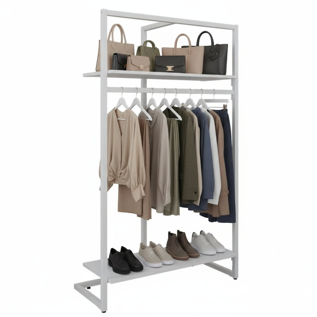 Textilständer breit weiß/weiß