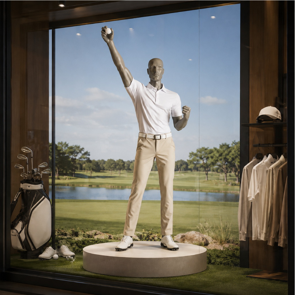 Sport Schaufensterpuppe Herren – Jubel-Pose mit erhobenen Arm