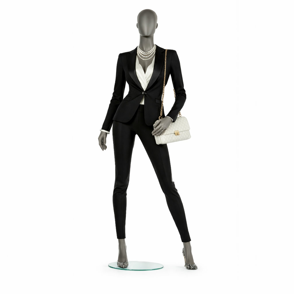 Eurotondisplay FC4-White – Abstrakte Schaufensterpuppe, Matt Weiß, Weiblich Mit Kopf, Beweglich – Elegant
