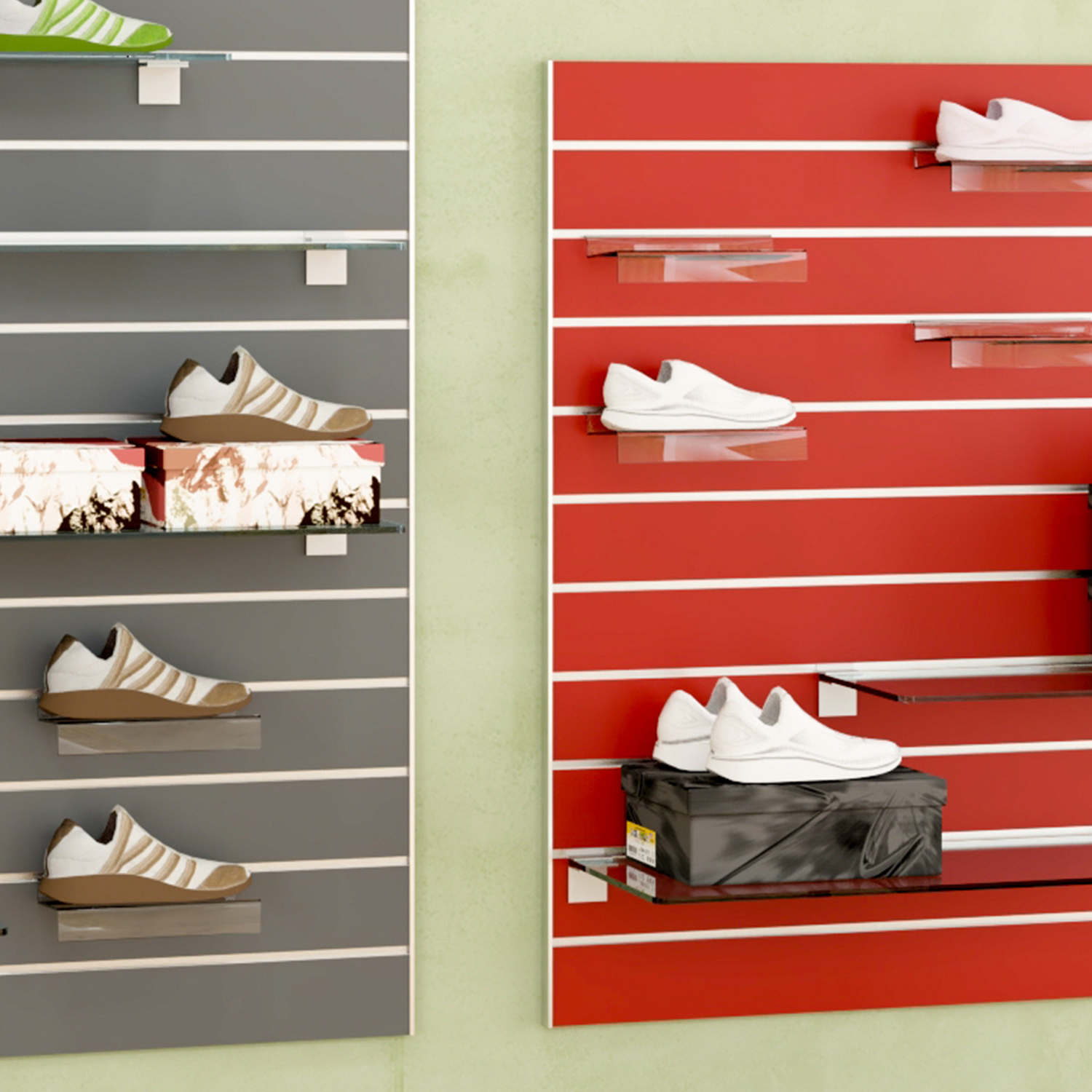 Spacewall Lamellenwand Slatwall 2er-Set lichtgrau Spacewall Lamellenwand Slatwall 2er-Set lichtgrau